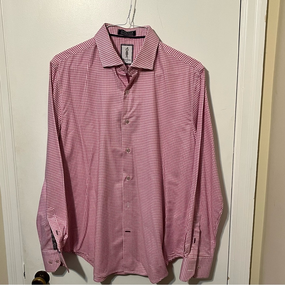 Robert Graham Tailored Fit Button Down Long Sleeve Stretch Shirt Men L/ XL 17